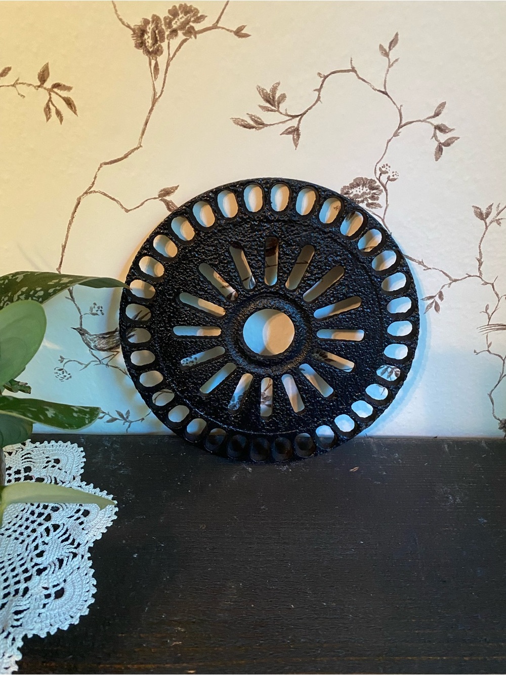 Black Cast Iron Decorative Wall Medallion - Home Accent